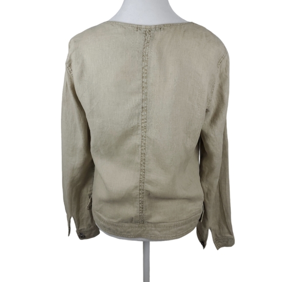 Micheal Stars linen Asimetrical moto Jacket. Tan color. Size M - Picture 2 of 8